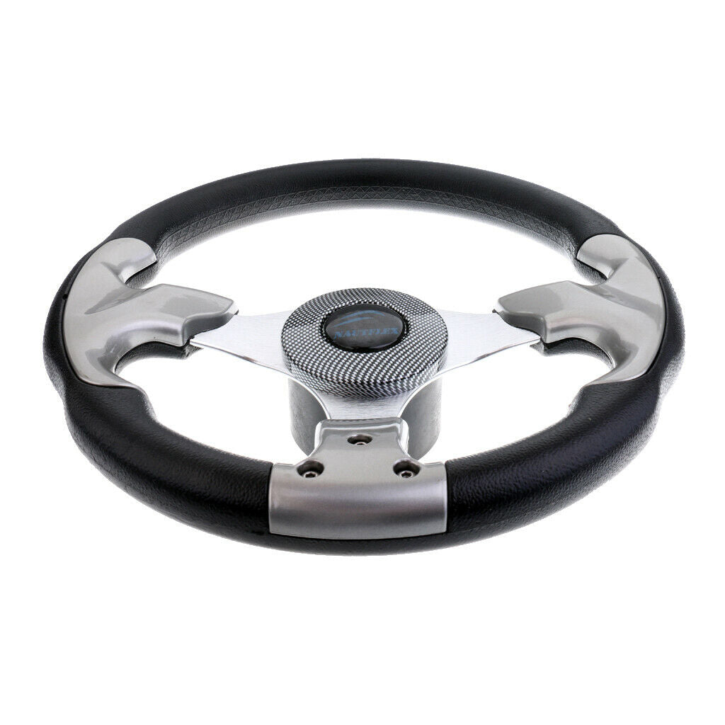 Yacht Boat Steering Wheel with Black Foam Grip Cover - Aluminum Alloy, 3 Spoke -