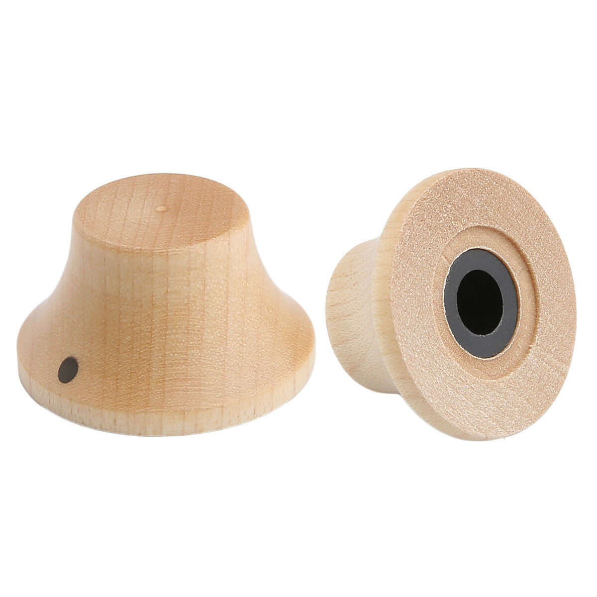 4x Maple Wooden Strat Style Bell Knobs Guitar Bass Top Hat Knob w/ Indicator Dot