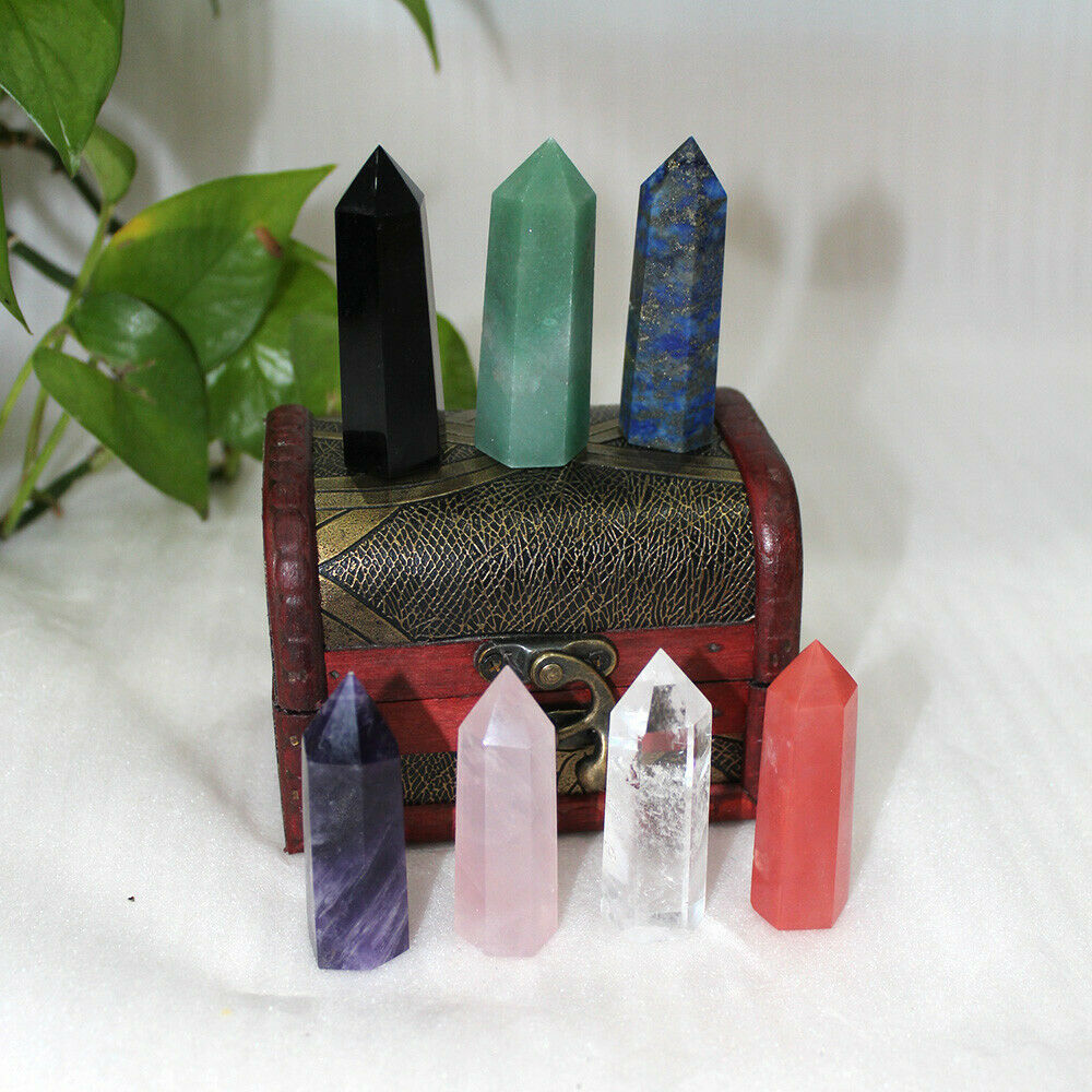 Seven-Star Array Group - 7 Chakra Healing Crystals Hexagonal Prism Point Wands