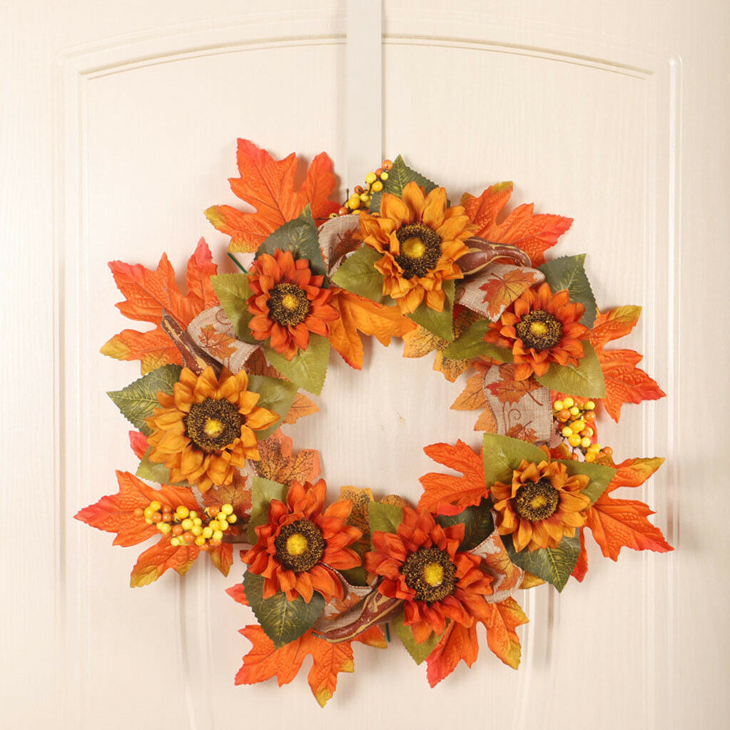 17.7" Autumn Harvest Wreath Sun Flower Garland for Home Indoor Decor 45cm