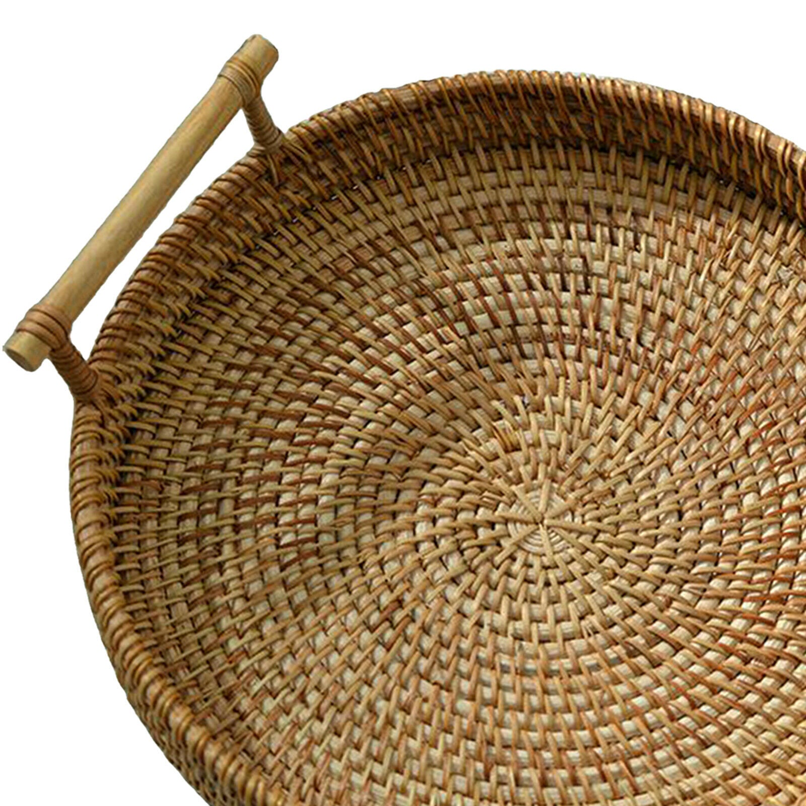 Handwoven Bread Basket Wicker Storage Tray Tea Drinks Snack Home Decor 24x3cm