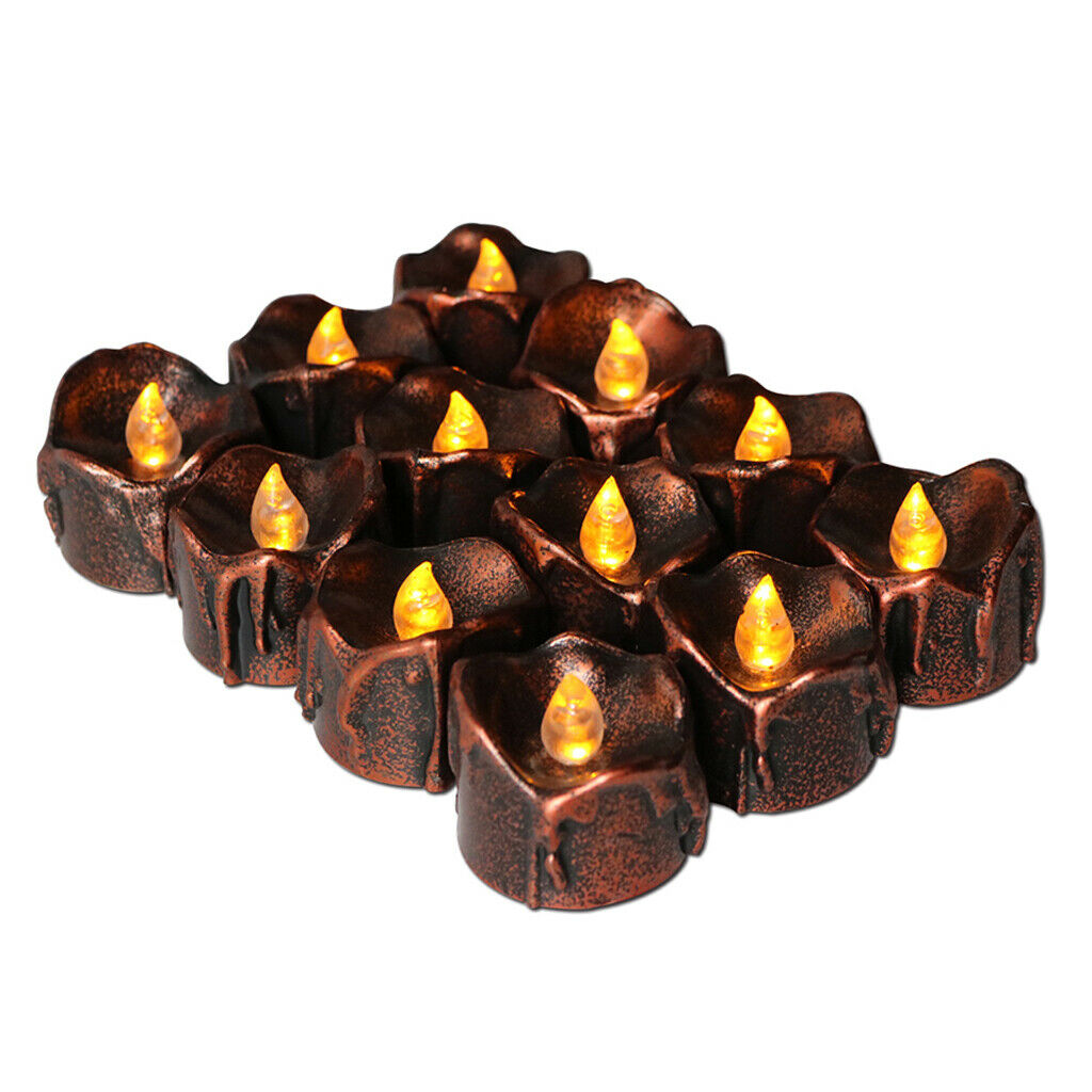 12Pcs Battery Operated LED Flameless Flickering Warm White Tea Light Candles