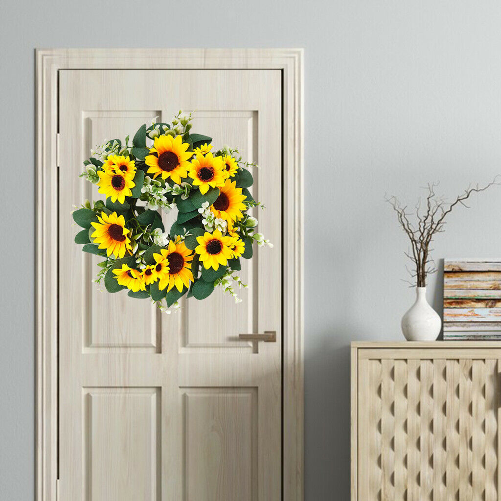 Outdoor Sunflowers Wreath Front Door Wall Home Artificial Floral Decor