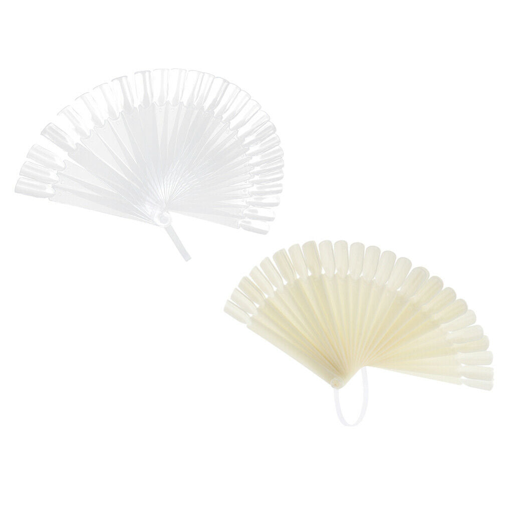 64 Pieces Fan-shaped Plastic Nail Art Tips Display Board Practice Sticks