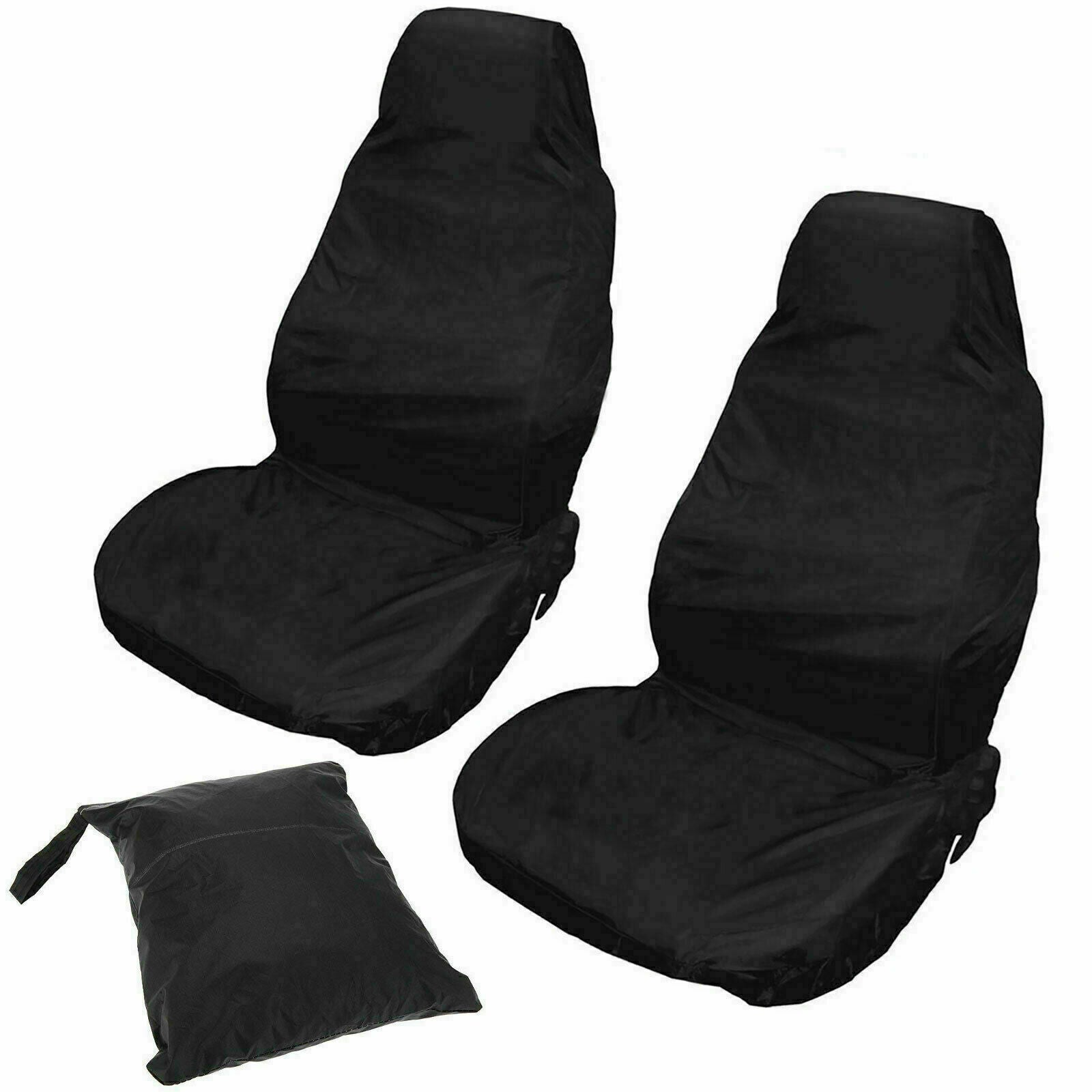 Pair Black Car Front Seat Covers Seat Protector Waterproof Universal Anti Slip