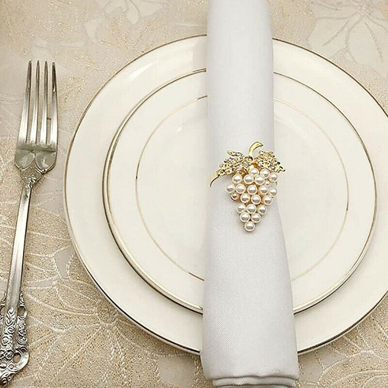 Grapes Napkin s Set of 6, with Glitte Imitation Diamond and Pearls Inlay AllJ5Z6