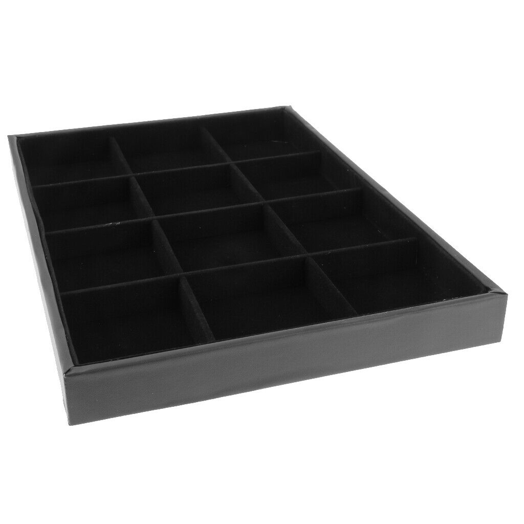 12 Grids Bracelet Display Tray Case Organizer Jewelry Storage - Black