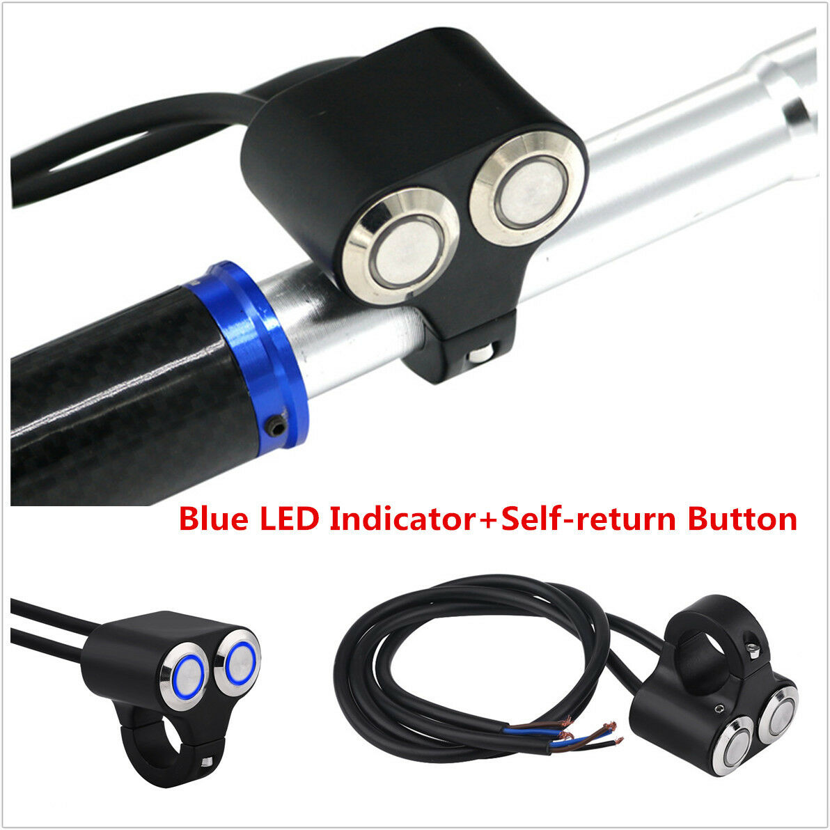 Waterproof 7/8" Motorcycle Handlebar Switch Horn Engine Start Kill Self-return