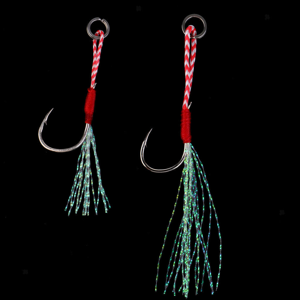 10x Hooks Live Baits Auxiliary Metal Hooks Deep Sea Fishing Trolling Surf Jig