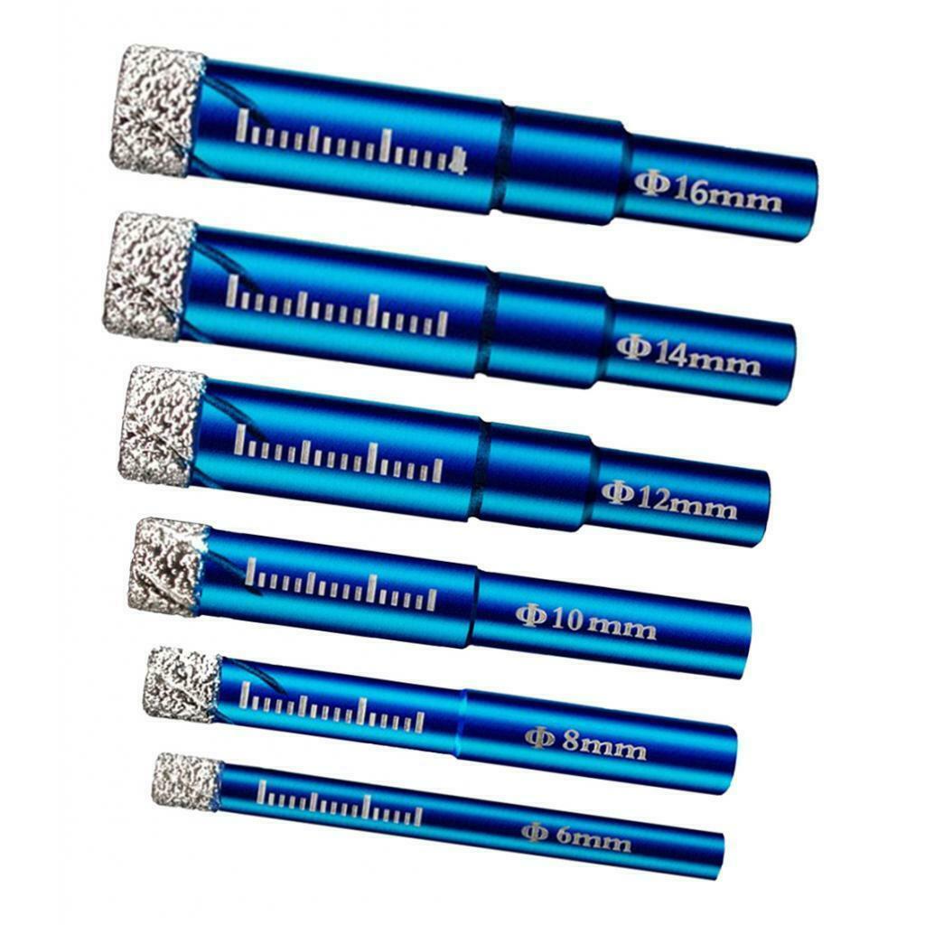 6pcs Diamond Coated Drill Bit Set 6/8/10/12/14/16mm, Tile Marble Glass Ceramic