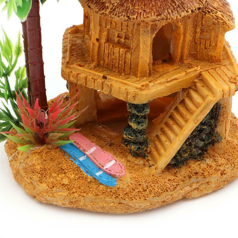 Aquarium Simulation Coconut Tree Castle Fish Tank Ornaments Decor Landscape