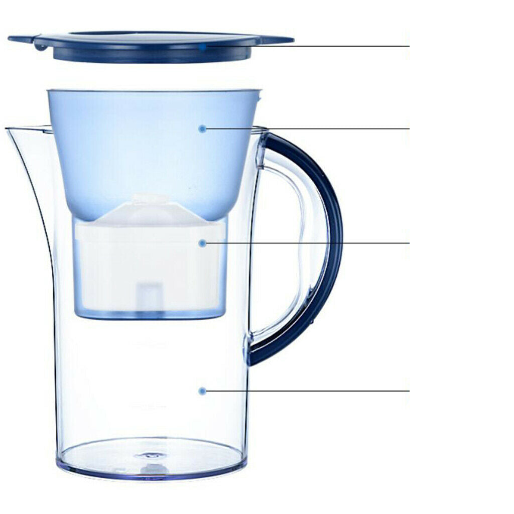 1x Water Filter Pitcher Water Reduces Chlorine Metals Clean Water Household Jug