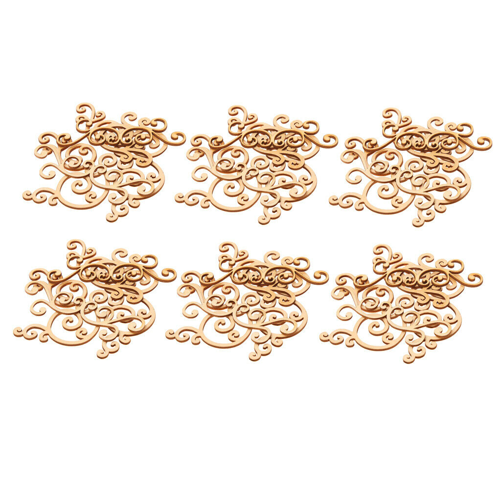 48x Wood Flourishes Craft Embellishment Scrapbooking DIY Card Home Decors