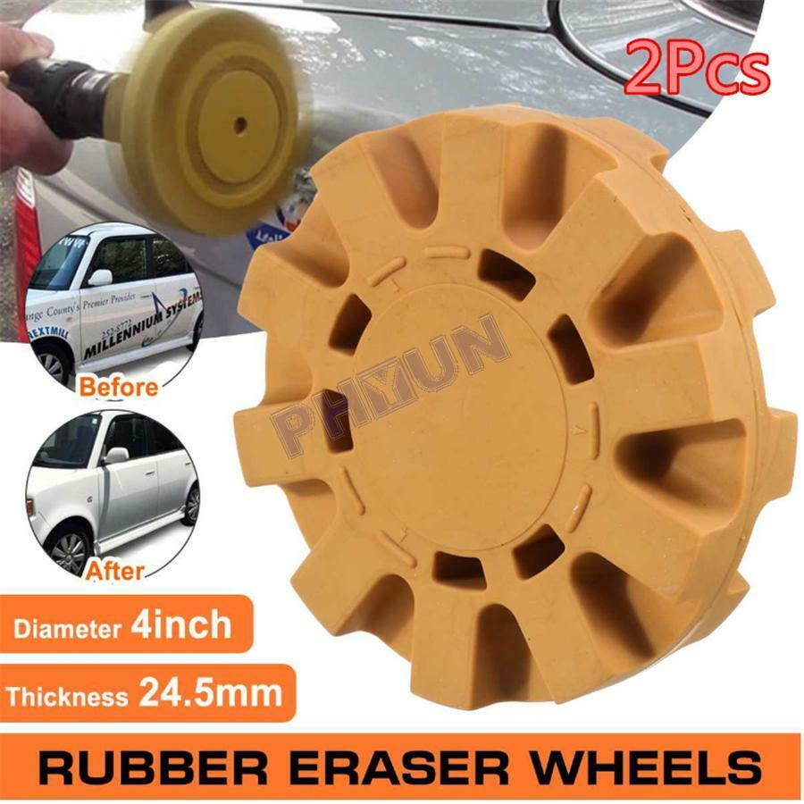 2x 4 inch Rubber Eraser Wheel Tool Car Body Adhesive Stickers Removal Tool