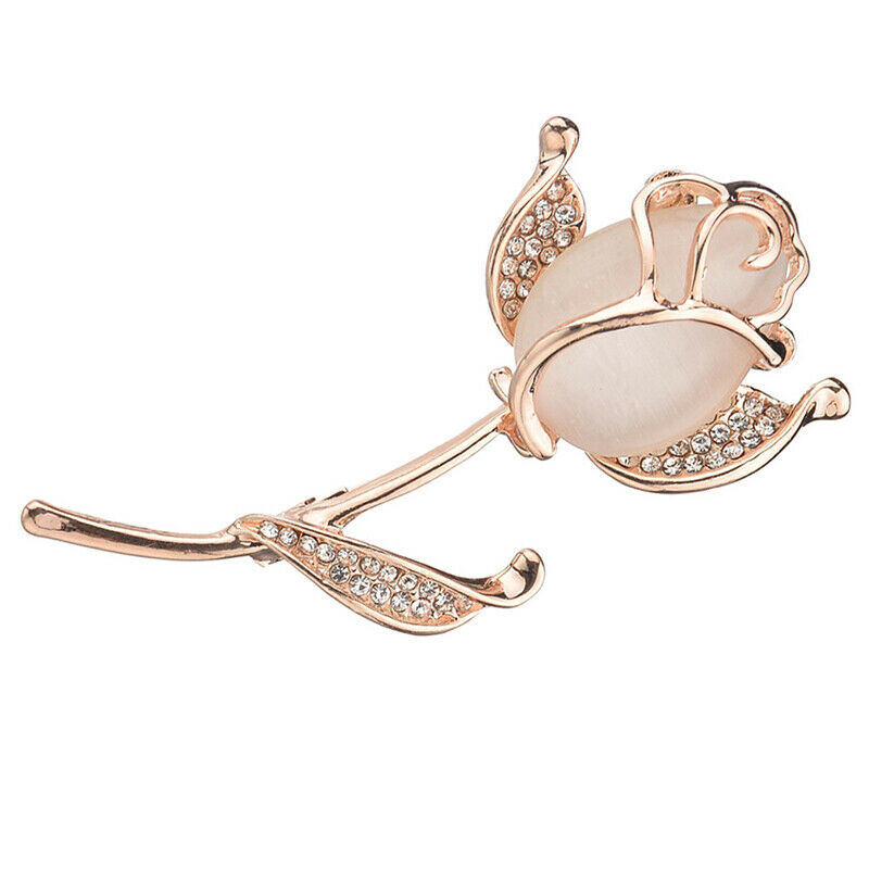 Rose Flower Brooches for Women Tulip Fashion Pin Elegant Rhinestone Broo.l8