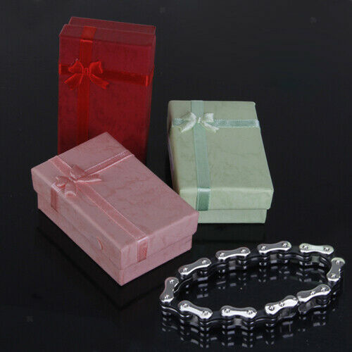 2x Men's Stainless Steel Bike Bicycle Chain Bracelet Bangle Birthday Gift Box