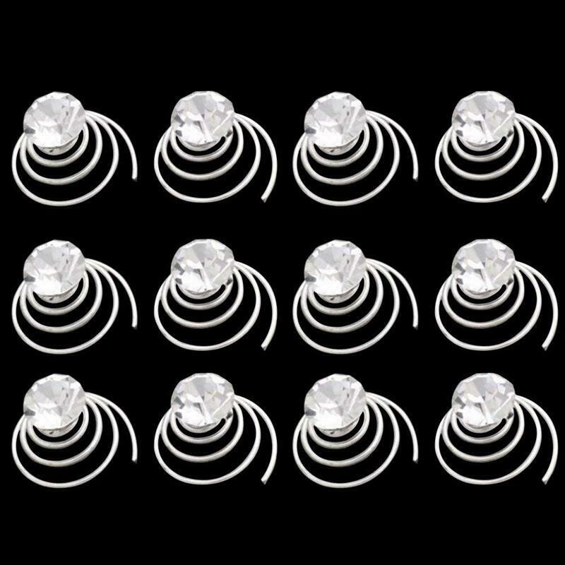 12 X Spiral twist diamond Bridal Wedding Clip Hair Pin O2O6