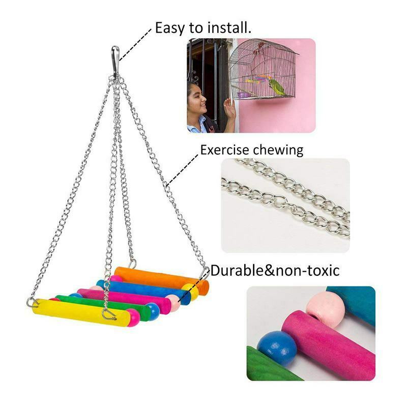 1X(6 Pack Bird Swing Toys-Parrot Hammock Bell Toys For Budgie,Parakeets, Coc4V9)