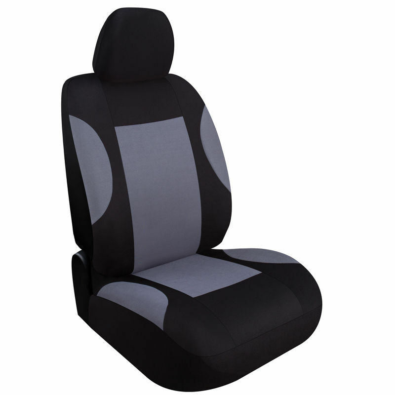 Gray 9 Part Car Seat Covers Set for Auto w/Steering Wheel/Belt Pad/Head Rests