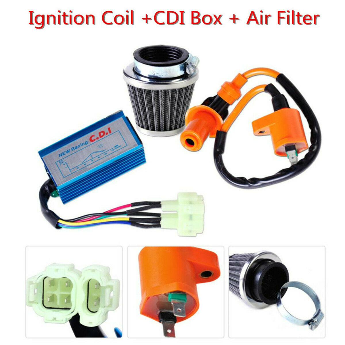 Racing Ignition Coil+CDI+Air Filter Kit Fit For GY6 50-150cc Scooter ATV Go Kart