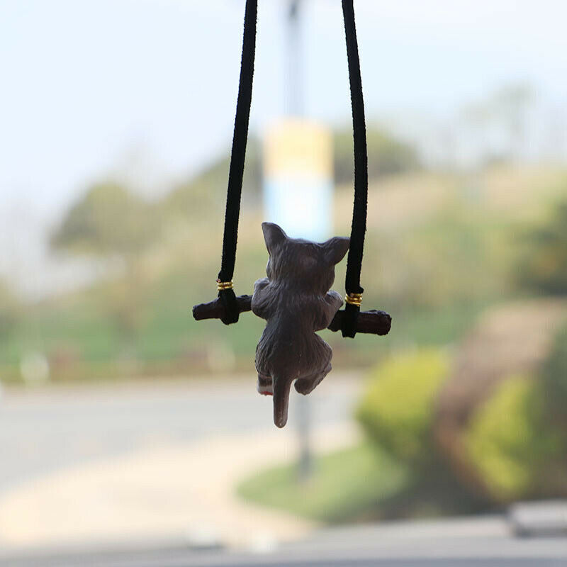 Creative Cute Branch Cat Rearview Mirror Pendant Auto Interior Accessories