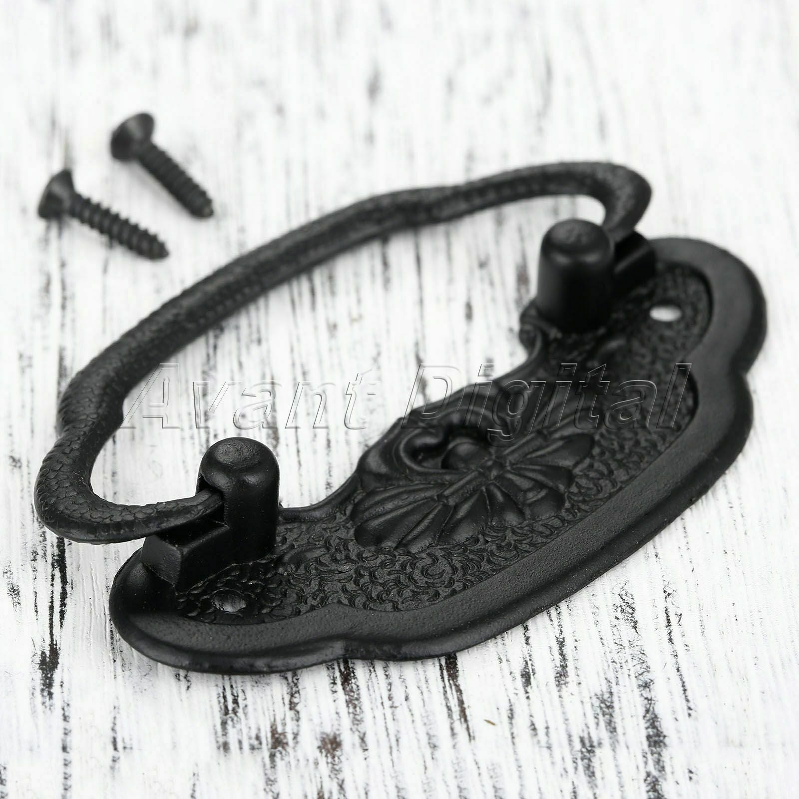 Hot Black Door Pull Ring Handle Cabinet Wardrobe Cupboard Drawer Knob & Screws
