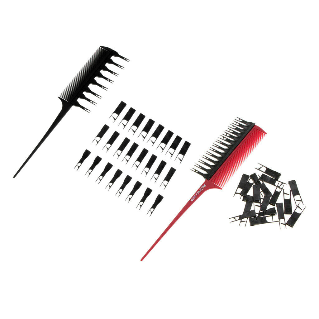 2x Pro Weaver Highlights Foiling Hair Comb Rat Tail Sectioning Dye Brush