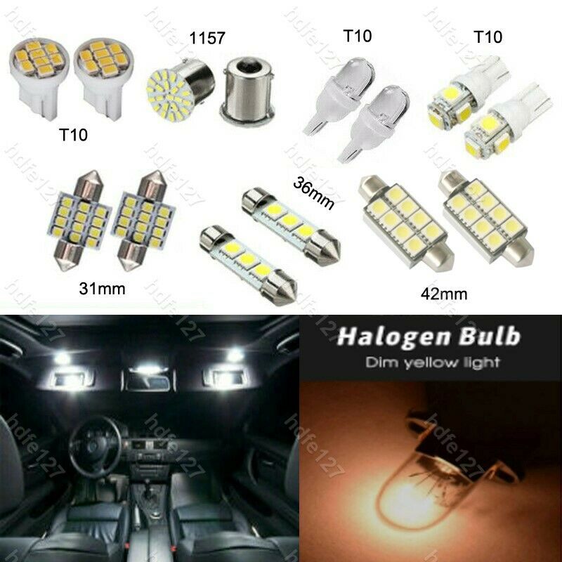 14Pcs LED Interior Package Kit For T10 36mm Map Dome License Plate Lights White