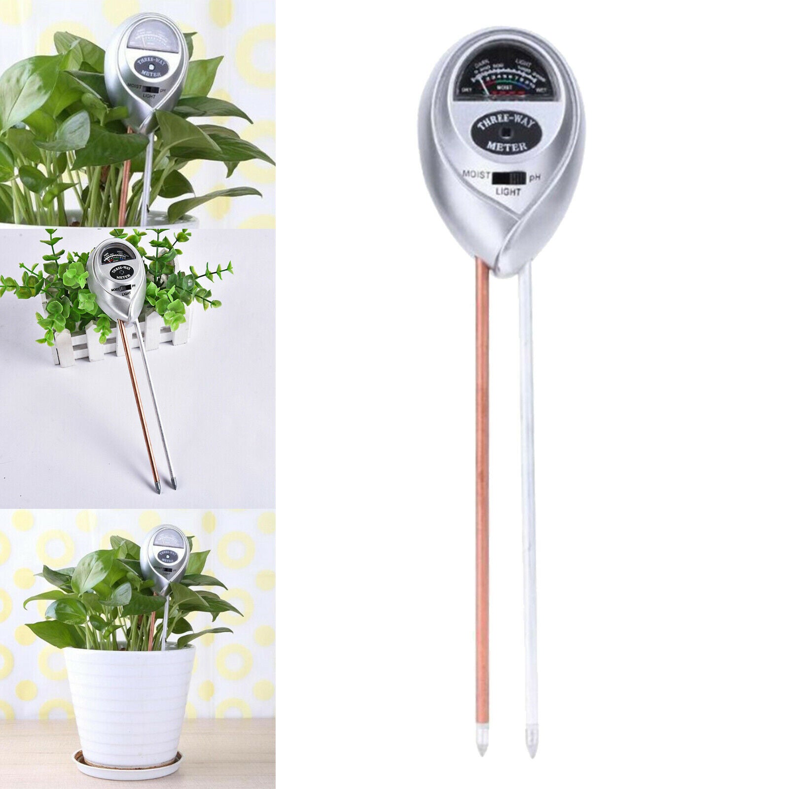 Soil Tester  Plant Moisture Meter Light and PH Tester for Home Garden