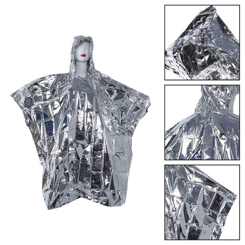 Multi-functional Foil Poncho Raincoat Waterproof Outdoor Survive Rescue Blanket