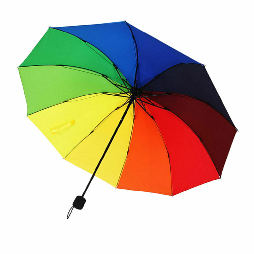 Large Canopy Rainbow Umbrella Multicolor Durable Strong Storm Windproof