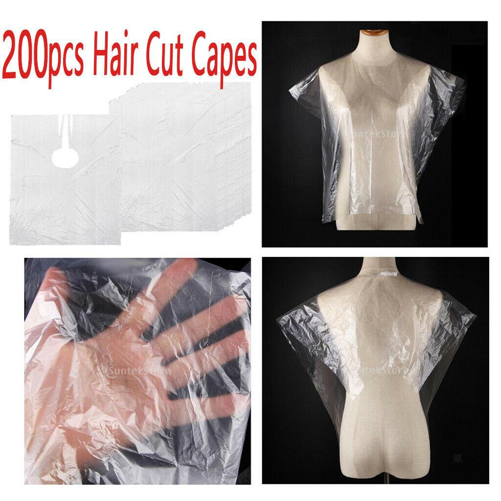 200 Salon Hair Cutting Capes Gown Barber Apron Bib Cover Transparent 64x84cm