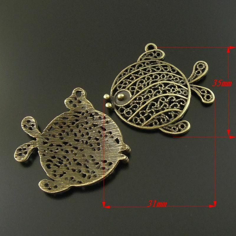20 pcs Antiqued Bronze Marine Fish Pendant Charm Alloy Jewelry Findings 35*31mm