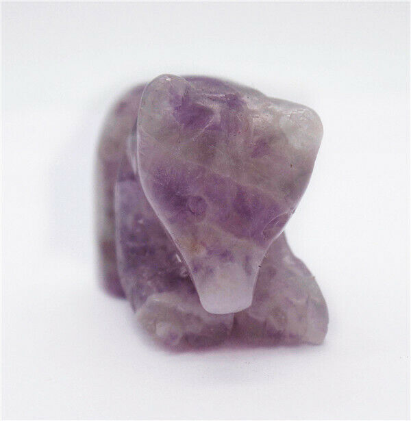 38x25x16mm Natural Purple Amethyst Carved Bear Decoration Statue Decor HH7748