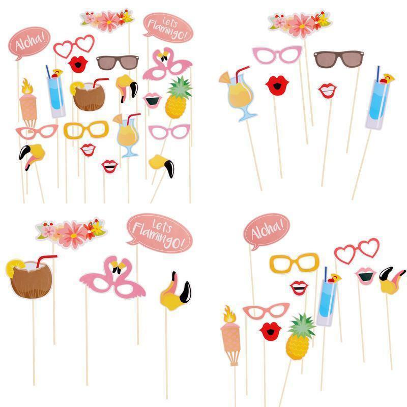 21pcs Themed Summer Party wedding Photo Booth Props Kit Party wedding Flamingo