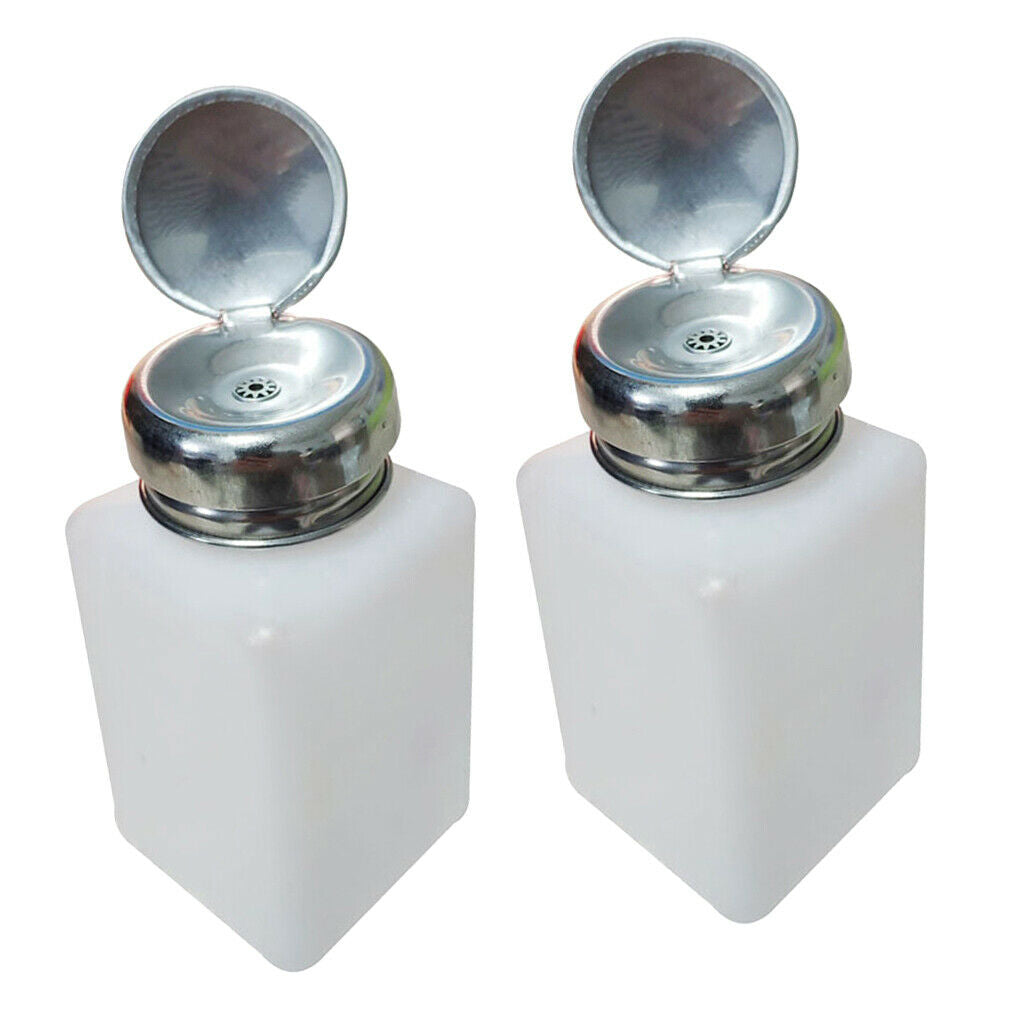 2 lot 7oz Square Makeup Remover Press Pumping Bottle Lockable Pump Dispenser