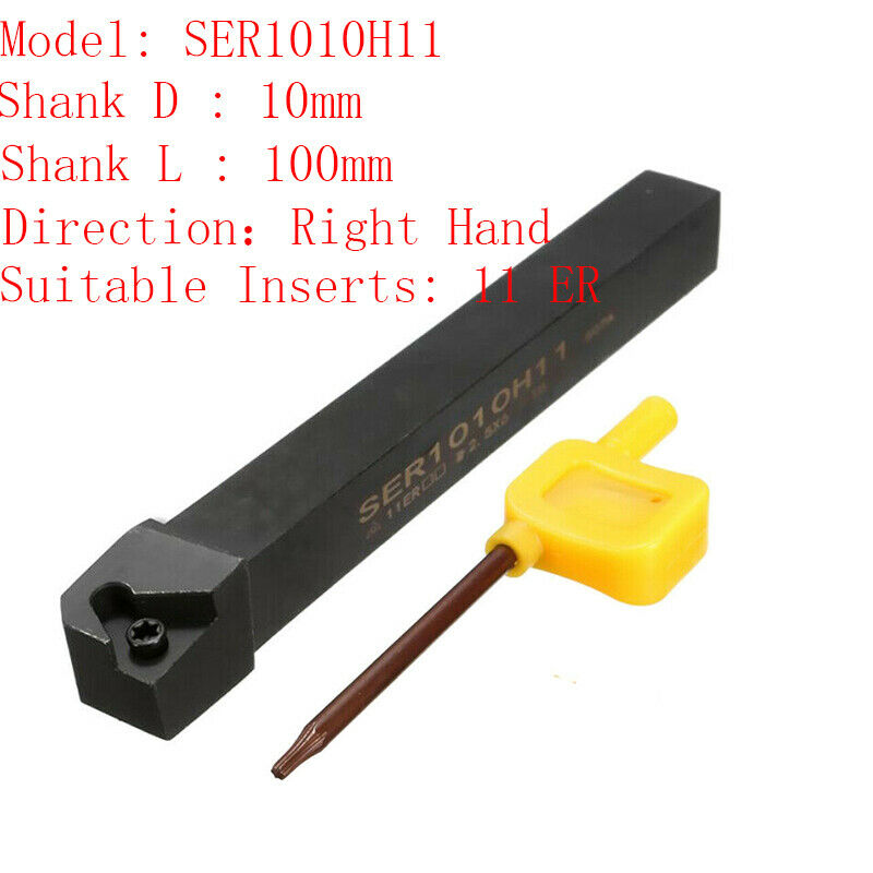 SER1010H11(10mm X 100mm)Lathe Threading Turning Tool for 11ER 1/4" A60 inserts