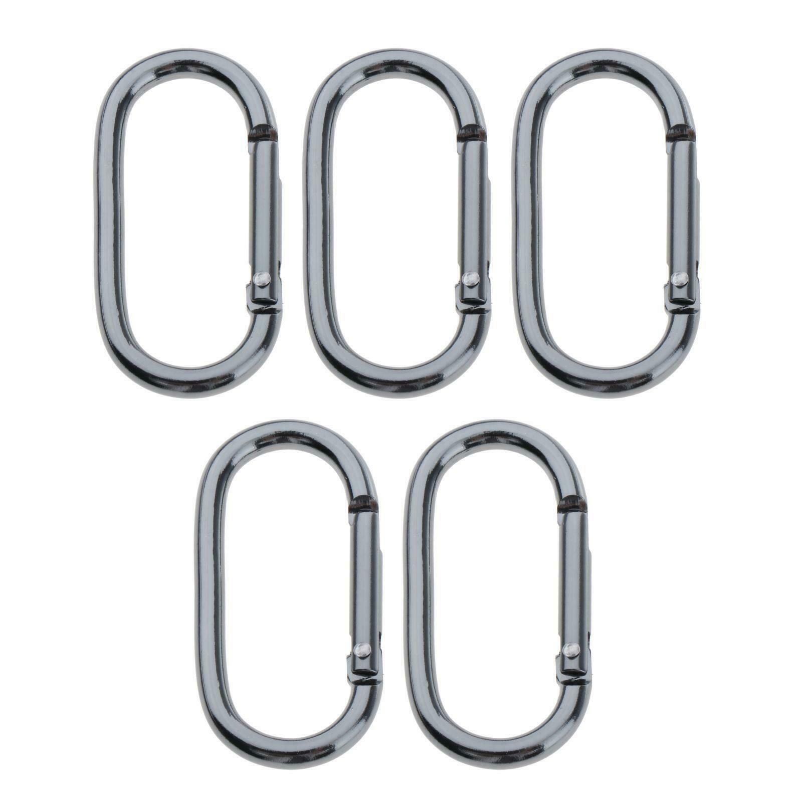 5Pcs Aluminum Snap Hook Carabiner Oval Key Chain Clip Keychain Hiking Camp