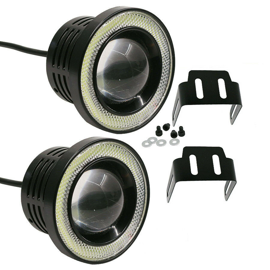 3.5" Inch COB LED Fog Light Projector Car Blue Angel Eyes Halo Ring DRL Lamp