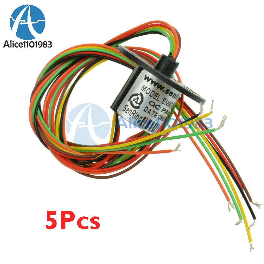 5PCS 12.5mm 300Rpm 6 Circuits Wires Capsule Slip Ring AC 240V Test Equipment