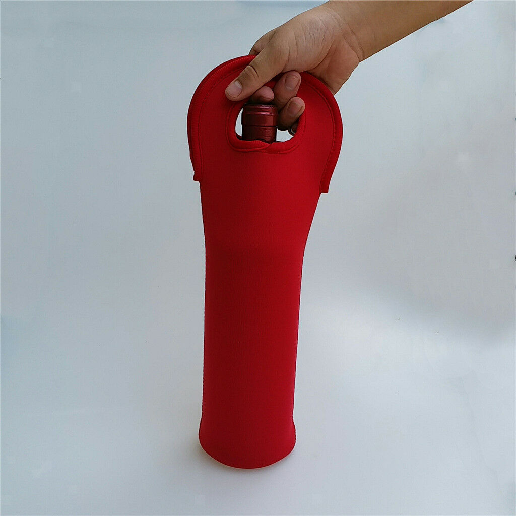 Red Wine Single Bottle Neoprene Carrier Cooler Tote Bag Insulated Bag Red