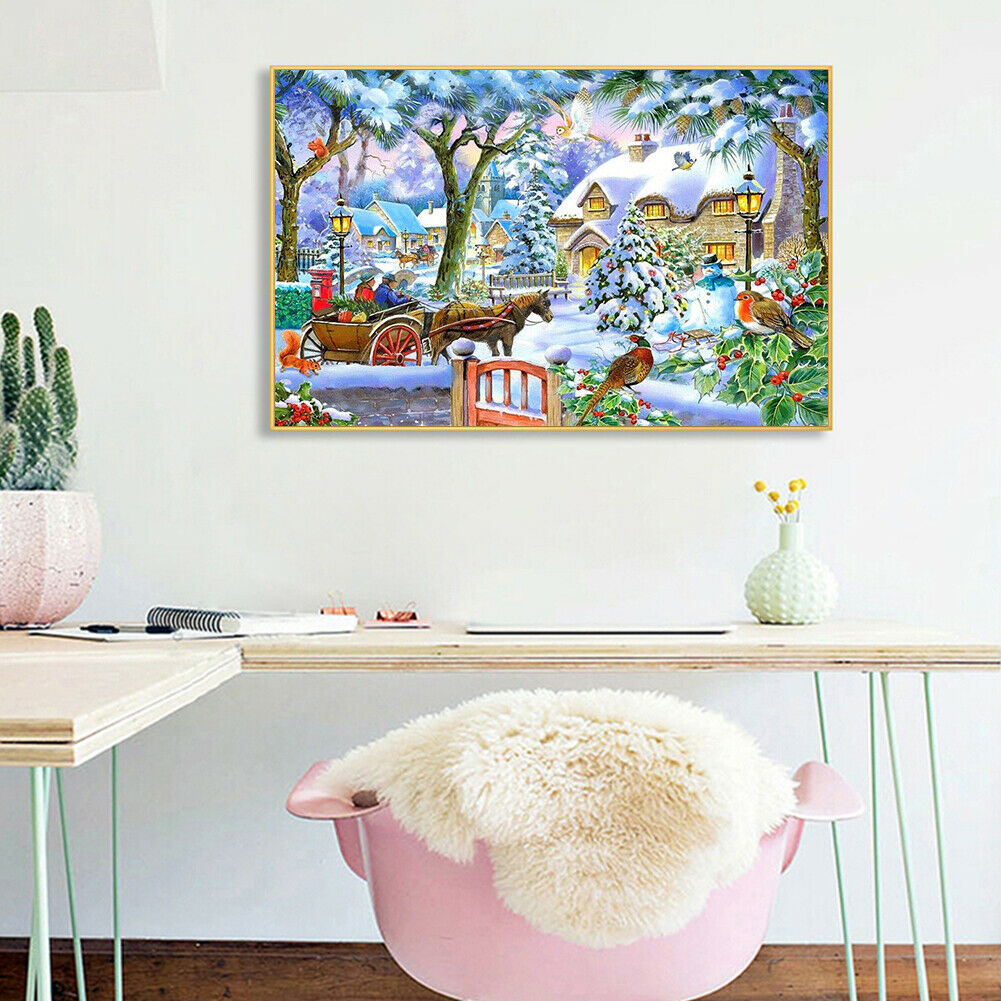 Winter View 5D DIY Full Square Diamond Painting Rhinestones Mosaic 50x40cm @
