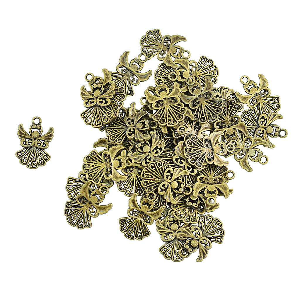 50 Bronze Angel Dangle Pendants Beads Charms for Necklace Bracelet Marking