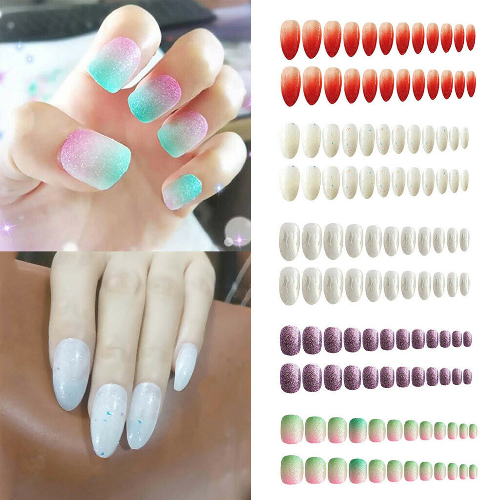 Plastic Oval Ballerina False Nails Full Cover Nail Tips for Summer Party