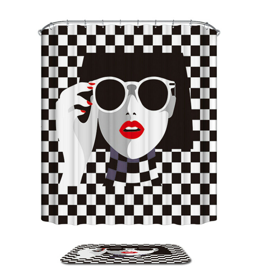 Home Decoration Polyester Square Bathroom Shower Curtain 180x180 cm Sunglasses