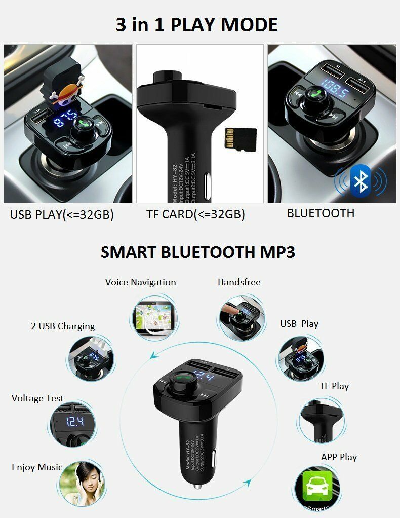 Wireless Car Kit Handsfree Bluetooth FM Transmitter LCD MP3 Player USB Charger