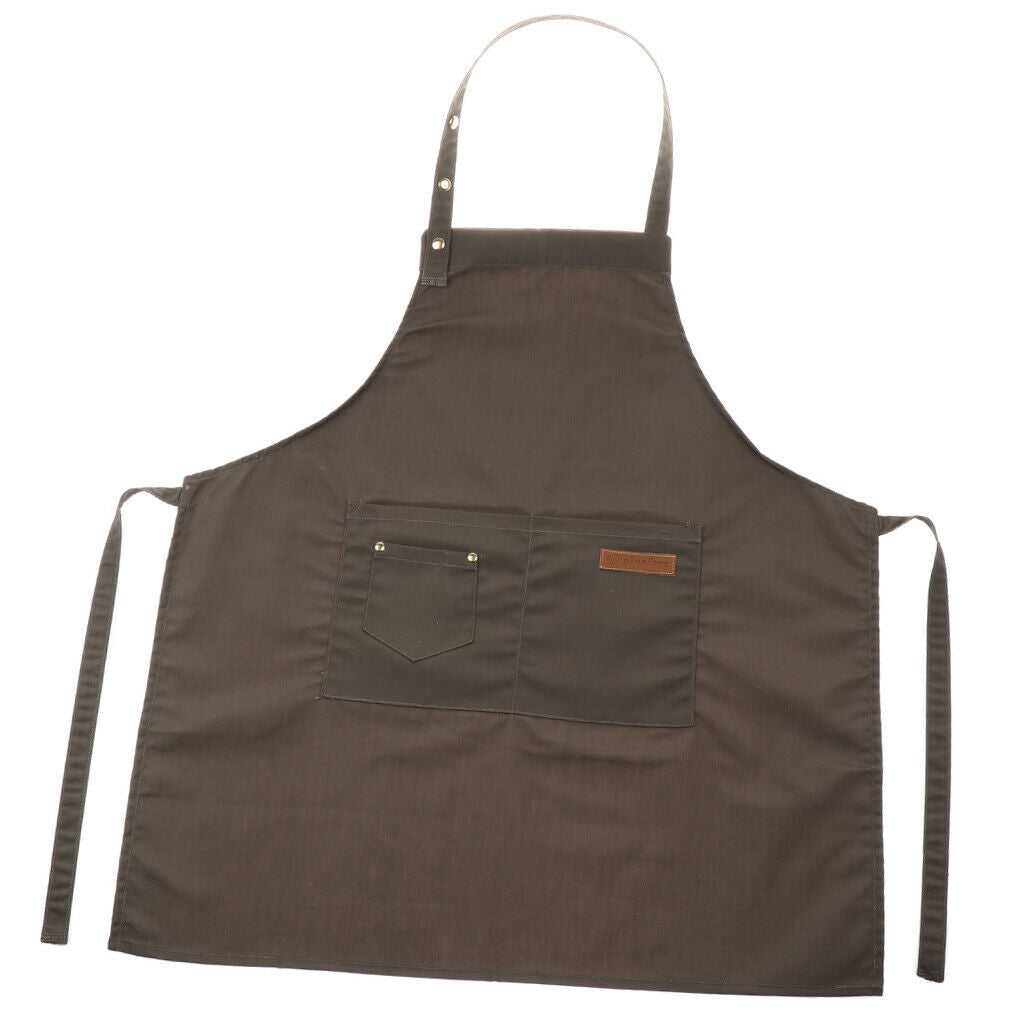 Cotton Bib Apron With Pockets Stylish Cooking Aprons For Women Men Gray