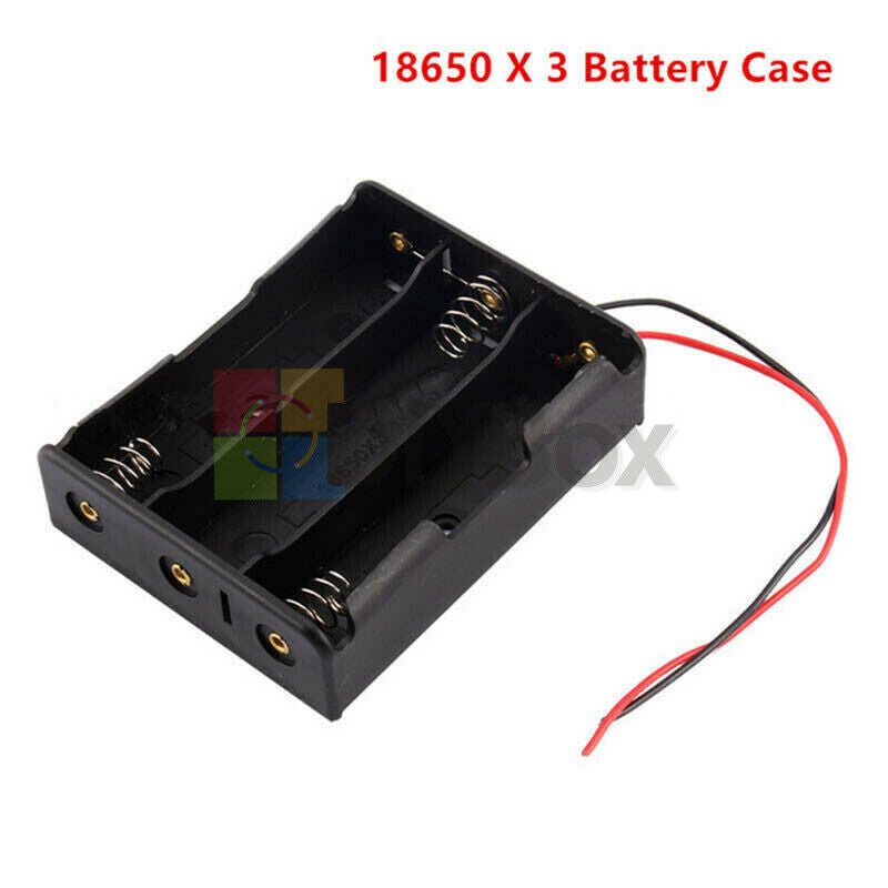 3X 18650 Battery Case Holder 3.7V 3 Slots Plastic Storage Box With Wire Lead