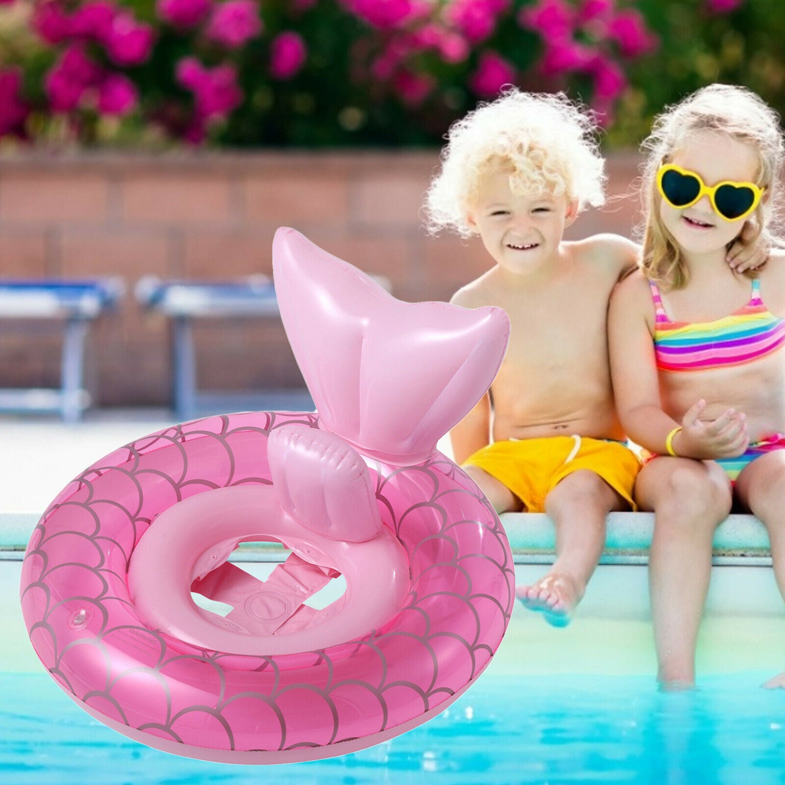 Beautiful Kids Swimming Loop Inflatable Mermaid Leak-proof Swimming Training