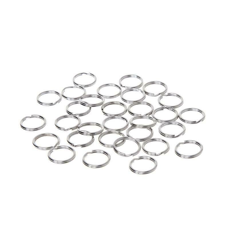 30pcs 15mm Key Ring Stainless Steel Split Keychain EDC Round Loop Hoop Buckle